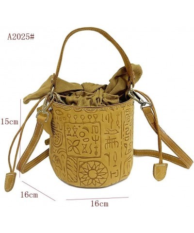 Oracle Embossed Cow Leather Bucket Bag Retro Casual Handbags Work Bag Women's Shoulder Bags (Red) Gray $35.80 Shoulder Bags