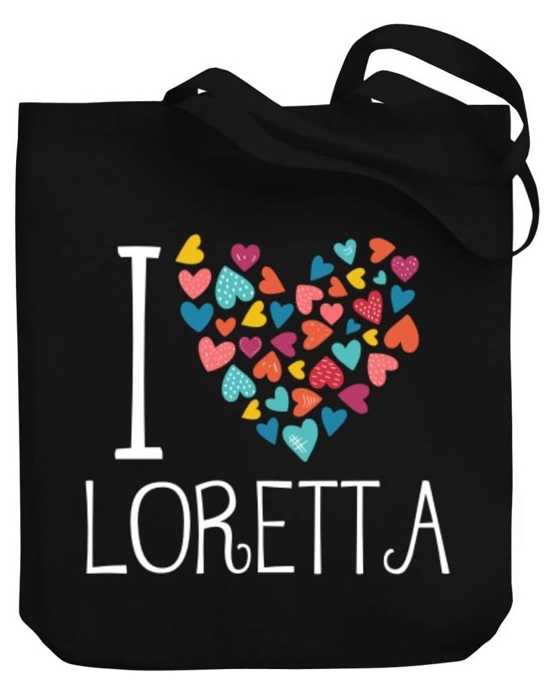 I love Loretta colorful hearts Canvas Tote Bag 10.5" x 16" x 4 $23.59 Totes