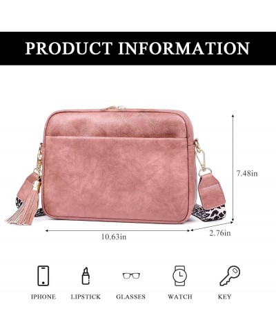 Women'S Crossbody Handbags, Trendy Faux Leather Crossbody Camera Bag Shoulder Purse with Guitar Strap and Tassel Pink $14.55 ...