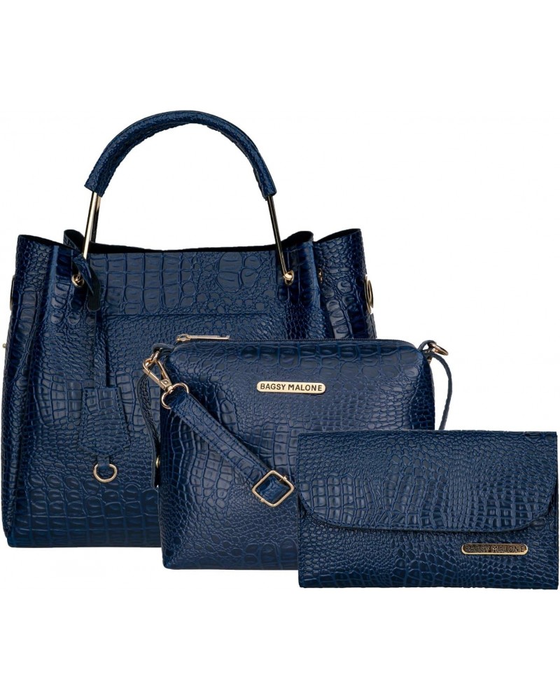 Women's Handbag (Set of 3, Croco Blue), Croco Blue, M $40.95 Handbags