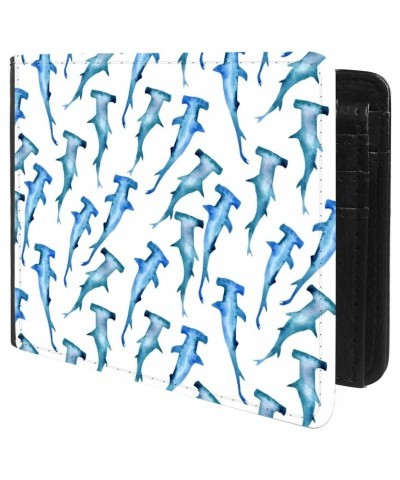 Unique Desige Pattern - Hammerhead shark watercolor illustration, Slim Front Pocket Wallet Billfold RFID Blocking $8.34 Wallets