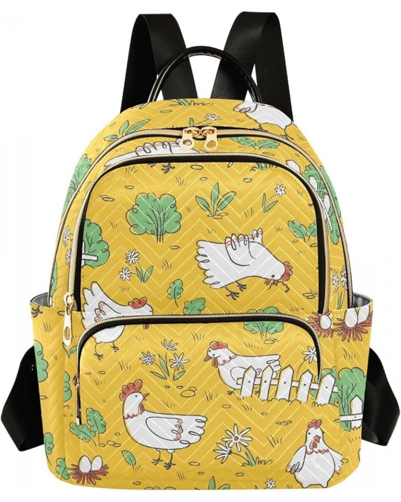 Backpack Purse for Women Doodle Cute Chickens Eggs, Mini Fashion Backpack Lightweight Casual Daypack Shoulder Bag Travel Back...