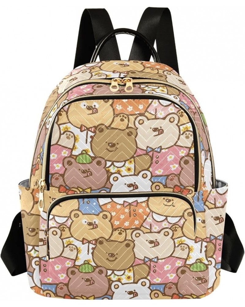 Cute Cartoon Bear Backpack Purse for Women Lightweight Back Pack Casual Daypack Travel Shoulder Bag Bookbag - S Small Multi08...