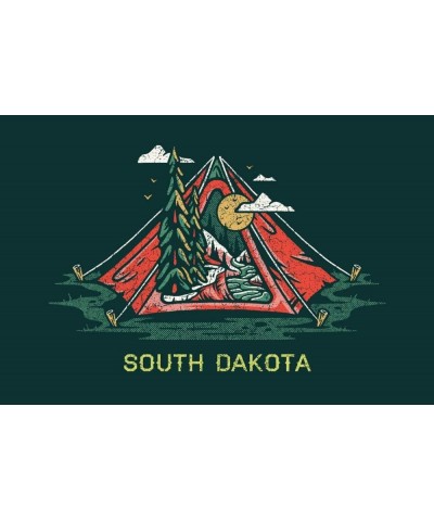 South Dakota, Tent, Distressed Vector Shapes, (24x36 Wrapped Canvas, Wall Decor, Artwork) 24x36 Stretched Canvas $52.80 Totes