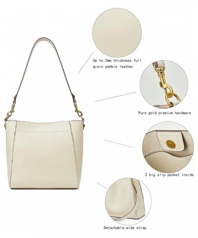 Leather Bucket Tote Bag For Women Medium Hobo Shoulder Purse And Handbags (4-Off White) $39.98 Totes