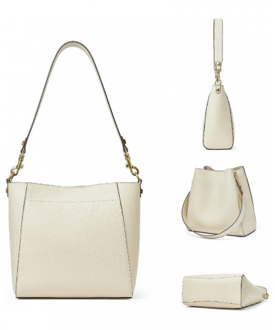 Leather Bucket Tote Bag For Women Medium Hobo Shoulder Purse And Handbags (4-Off White) $39.98 Totes