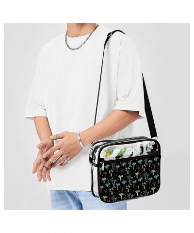 Christmas Palms Trees Clear Crossbody Shoulder Purse Bag for Men Women, Stadium Clear Messenger Bag Style $10.25 Crossbody Bags