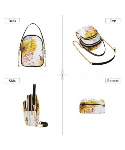 Women's Crossbody Bag, Watercolor Sunflowers Yellow Three Zipper Design Handbag Shoulder Bag Wallet Color424 $12.48 Crossbody...