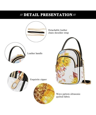 Women's Crossbody Bag, Watercolor Sunflowers Yellow Three Zipper Design Handbag Shoulder Bag Wallet Color424 $12.48 Crossbody...