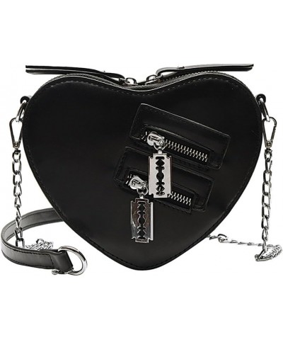 Heart Shaped Chains Shoulder Bag Women Casual Crossbody Bag PU Leather Satchel Bag for Travel Shopping Daily Use Black $25.65...