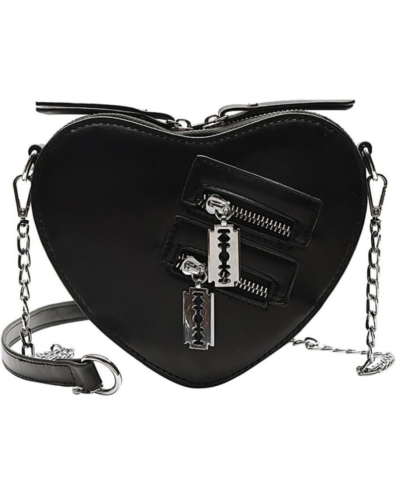 Heart Shaped Chains Shoulder Bag Women Casual Crossbody Bag PU Leather Satchel Bag for Travel Shopping Daily Use Black $25.65...