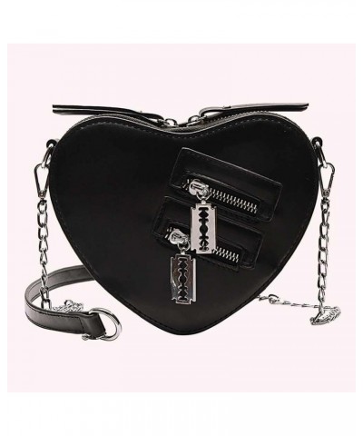 Heart Shaped Chains Shoulder Bag Women Casual Crossbody Bag PU Leather Satchel Bag for Travel Shopping Daily Use Black $25.65...