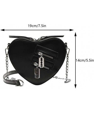 Heart Shaped Chains Shoulder Bag Women Casual Crossbody Bag PU Leather Satchel Bag for Travel Shopping Daily Use Black $25.65...