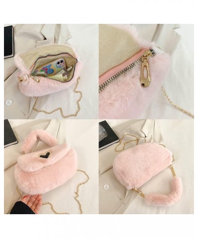 Fashion Plush Crossbody Bag For Women, Saddle Purse Wallet, Faux Fur Soft Handbag for Winter, Lovely Heart Shoulder Chain Bag...