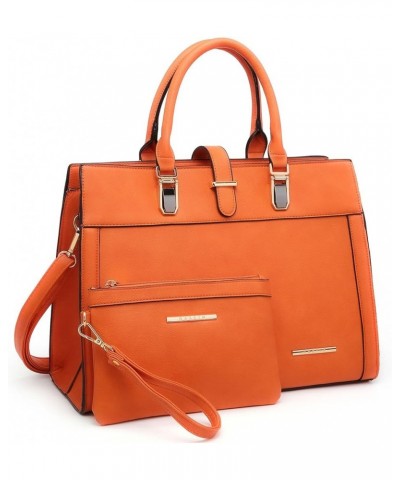 Women's Handbag Flap-over Belt Shoulder Bag Top Handle Tote Satchel Purse Work Bag w/Matching Wristlet (Orange) Orange $42.74...