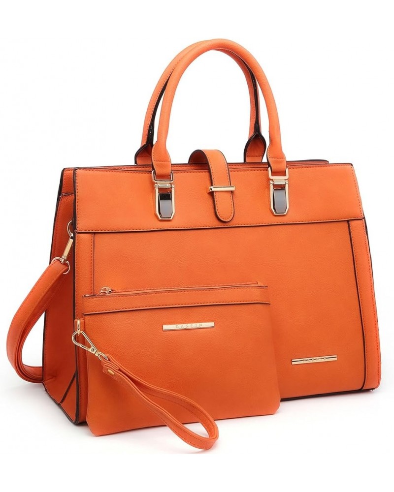 Women's Handbag Flap-over Belt Shoulder Bag Top Handle Tote Satchel Purse Work Bag w/Matching Wristlet (Orange) Orange $42.74...