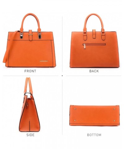 Women's Handbag Flap-over Belt Shoulder Bag Top Handle Tote Satchel Purse Work Bag w/Matching Wristlet (Orange) Orange $42.74...