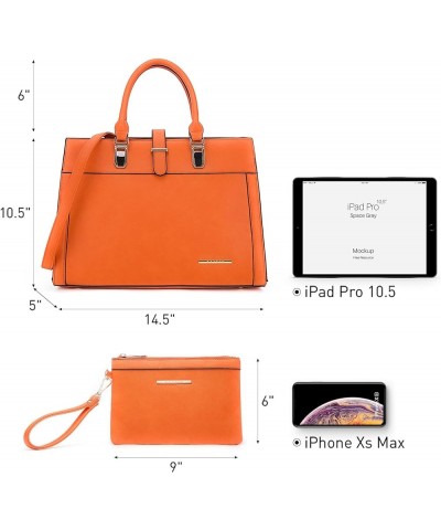 Women's Handbag Flap-over Belt Shoulder Bag Top Handle Tote Satchel Purse Work Bag w/Matching Wristlet (Orange) Orange $42.74...