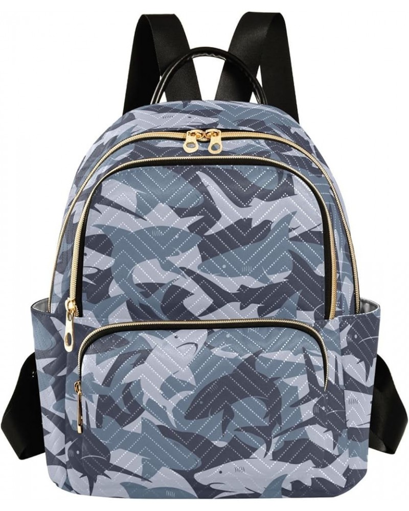 Sharks Camo Backpack Purse for Women Small Mini Women's Fashion Backpack Handbag Back Pack Lady Purse,M Medium $20.64 Backpacks