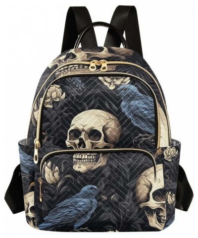 Small Backpack Purse for Women, Skull Crow Travel Bag Casual Daypack Shoulder Bag Medium $14.40 Backpacks