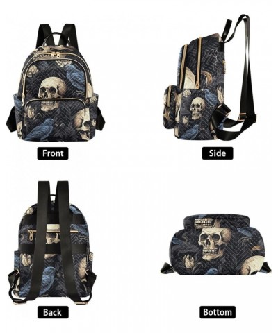 Small Backpack Purse for Women, Skull Crow Travel Bag Casual Daypack Shoulder Bag Medium $14.40 Backpacks