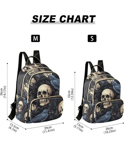 Small Backpack Purse for Women, Skull Crow Travel Bag Casual Daypack Shoulder Bag Medium $14.40 Backpacks