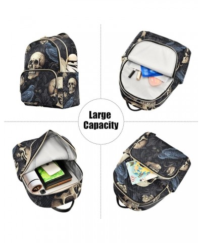 Small Backpack Purse for Women, Skull Crow Travel Bag Casual Daypack Shoulder Bag Medium $14.40 Backpacks