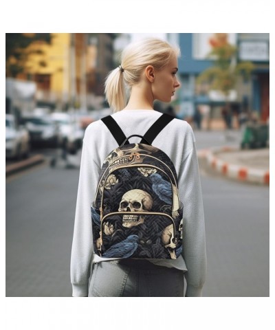 Small Backpack Purse for Women, Skull Crow Travel Bag Casual Daypack Shoulder Bag Medium $14.40 Backpacks