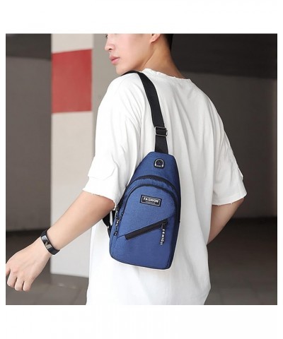 Large Capacity Waterproof Multi Functional Canvas Shoulder Bag Leather Shoulder Bag for Women Blue-e $9.85 Shoulder Bags