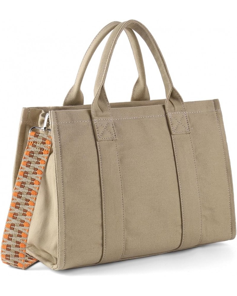 Tote Bags for Women Handbag Tote Purse with Zipper Canvas Crossbody Bag Shoulder Bag Khaki $17.14 Totes