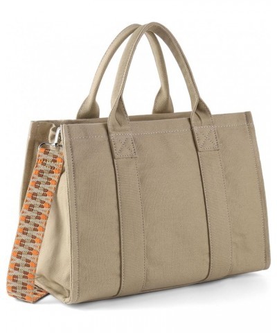 Tote Bags for Women Handbag Tote Purse with Zipper Canvas Crossbody Bag Shoulder Bag Khaki $17.14 Totes