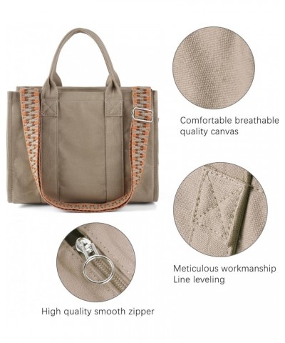 Tote Bags for Women Handbag Tote Purse with Zipper Canvas Crossbody Bag Shoulder Bag Khaki $17.14 Totes