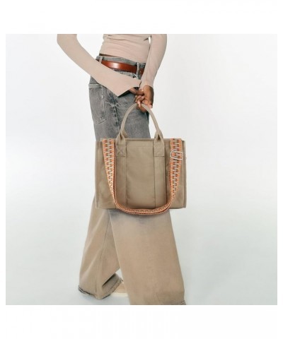 Tote Bags for Women Handbag Tote Purse with Zipper Canvas Crossbody Bag Shoulder Bag Khaki $17.14 Totes