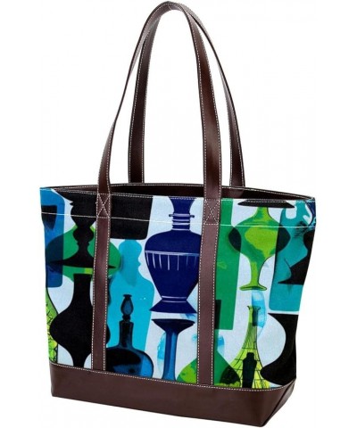 Tote Bag, Large Tote Bags for Women, Tote Bag with Zipper, Turquoise Green Abstract Art Modern, Tote Bags Women Design 5514 $...