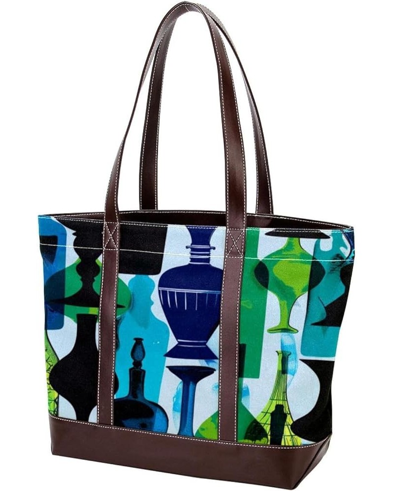 Tote Bag, Large Tote Bags for Women, Tote Bag with Zipper, Turquoise Green Abstract Art Modern, Tote Bags Women Design 5514 $...