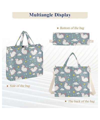 Pleasant Unicorn Pattern Corduroy Handbag - Fashionable, Unique, and Versatile Shoulder Bag Beige straps $14.03 Shoulder Bags