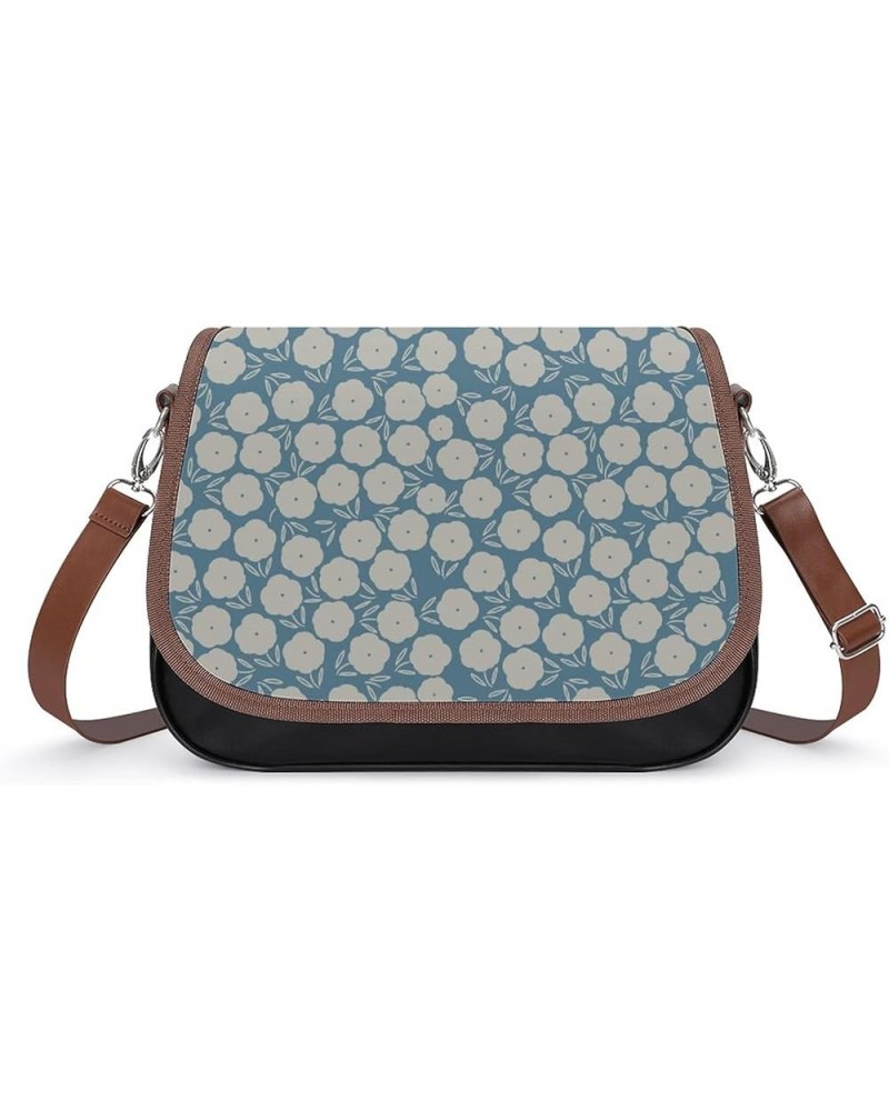 Printed Crossbody Bags Women City Leather Shoulder Bag Satchel Hobo Bags Trendy Flower White Blue Dots Color11 $29.99 Hobo Bags