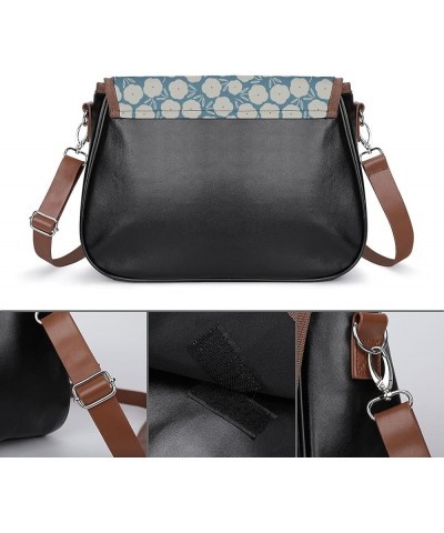 Printed Crossbody Bags Women City Leather Shoulder Bag Satchel Hobo Bags Trendy Flower White Blue Dots Color11 $29.99 Hobo Bags