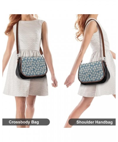 Printed Crossbody Bags Women City Leather Shoulder Bag Satchel Hobo Bags Trendy Flower White Blue Dots Color11 $29.99 Hobo Bags