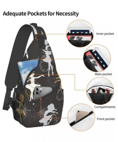 Sling Backpack,Travel Hiking Daypack Colorful Dinosaurs Print Rope Crossbody Shoulder Bag Dancing Feather One Size $14.40 Cro...