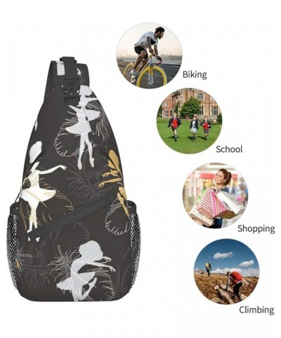 Sling Backpack,Travel Hiking Daypack Colorful Dinosaurs Print Rope Crossbody Shoulder Bag Dancing Feather One Size $14.40 Cro...