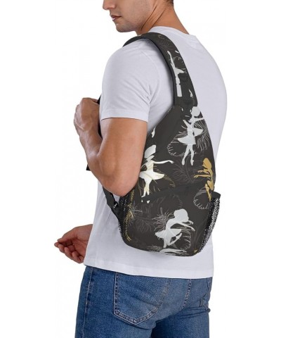 Sling Backpack,Travel Hiking Daypack Colorful Dinosaurs Print Rope Crossbody Shoulder Bag Dancing Feather One Size $14.40 Cro...