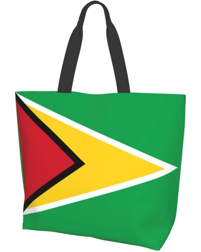 Flag Of Guyana Tote Storage Bag Women'S Big Capacity Shopping Shoulder Bag With Inner Pocket $10.77 Totes