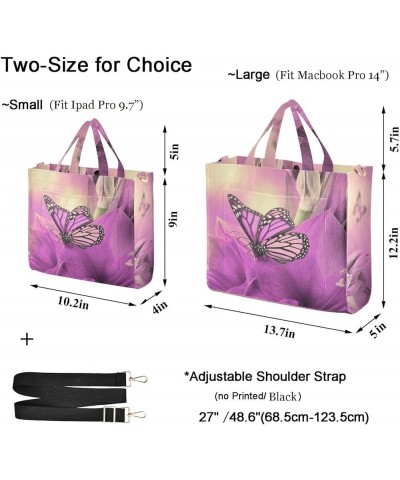 Beautiful Spring Flowers Purple Butterfly Big Satchel Bag for Women Work Travel Shopping Sport Multi05 $16.49 Satchels