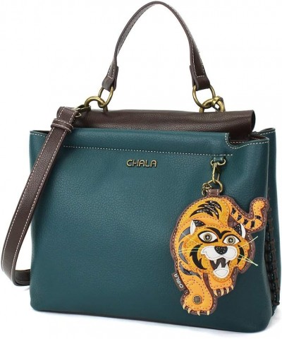 Charming Satchel with Adjustable Strap - Tiger - Turquoise $32.25 Satchels