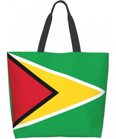 Flag Of Guyana Tote Storage Bag Women'S Big Capacity Shopping Shoulder Bag With Inner Pocket $10.77 Totes