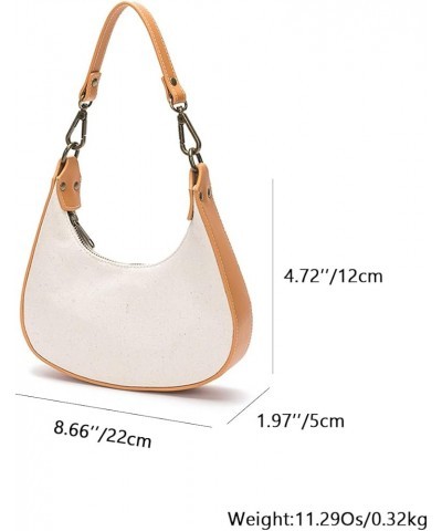 Shoulder Bag - Trendy Crescent Bag with Splicing Elements Versatile Crossbody Bag for Women, Two Removable Straps Beige $13.7...