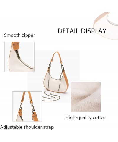 Shoulder Bag - Trendy Crescent Bag with Splicing Elements Versatile Crossbody Bag for Women, Two Removable Straps Beige $13.7...