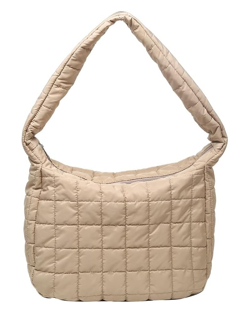 Puffer Tote Bag for Women, Quilted Cotton Padded Designer Handbag, Autumn Winter Vintage Nylon Large Crossbody Bags Camel $9....