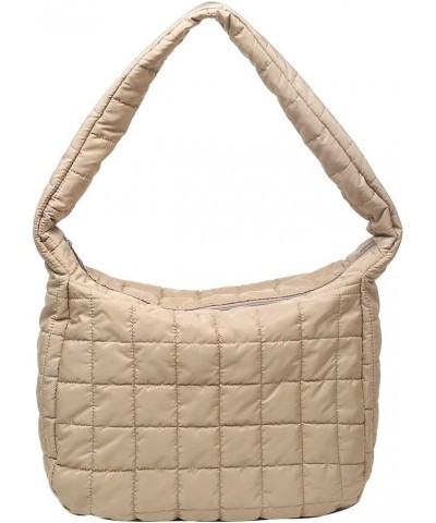 Puffer Tote Bag for Women, Quilted Cotton Padded Designer Handbag, Autumn Winter Vintage Nylon Large Crossbody Bags Camel $9....